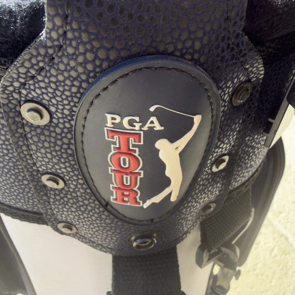PGA Tour Golf Bag Baby Blue And White Leather And Fabric Great Condition